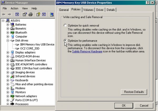 Windows XP tuning - külső meghajtók gyorsítása